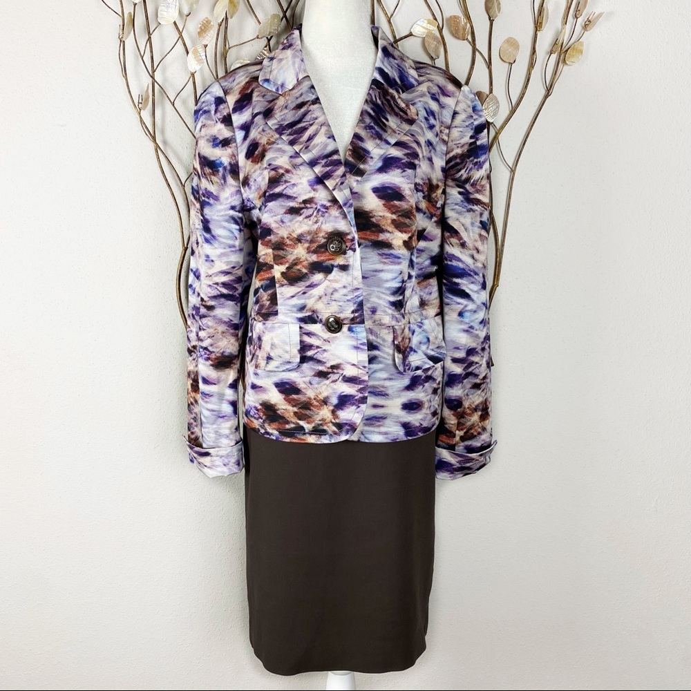 Escada multicolor long sleeve skirt suit